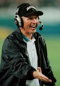 Tom Coughlin hired as first Head Coach of the Jacksonville Jaguars.